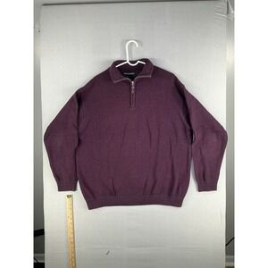 Northern Isles Mens XL Burgundy 1/4 Zip Sweater 100% Cotton Pullover Knit